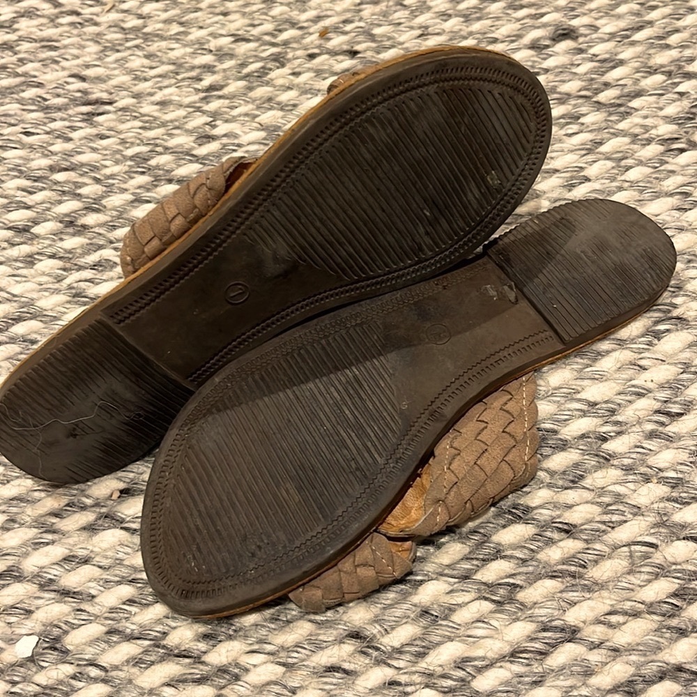 Boho Braided Taupe Tan Slides Flats Sandals - Picture 5 of 5